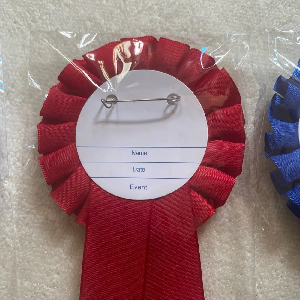 Gold-Accent Blue, Red & White Award Rosettes - 1st, 2nd & 3rd Place